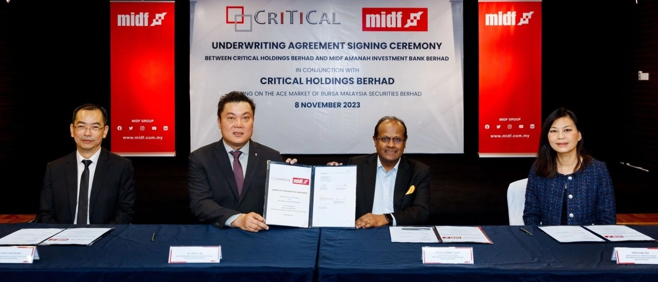 Critical Holdings Berhad signs underwriting agreement with MIDF Amanah Investment Bank berhad for its IPO
